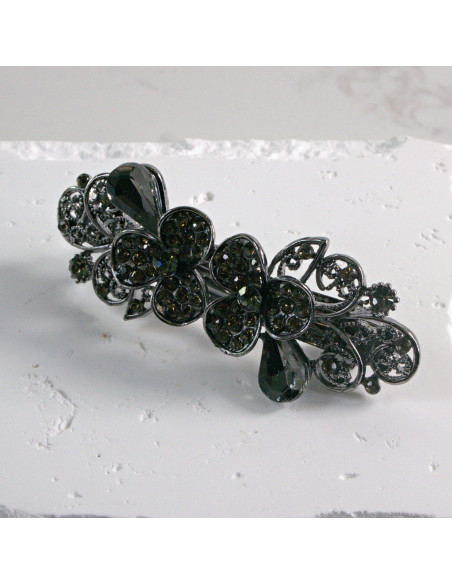 Klamra francuska dwa małe kwiatki kryształki Lolita akcesoria