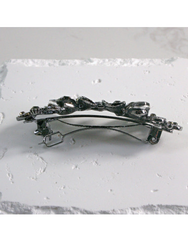 Klamra francuska dwa małe kwiatki kryształki...