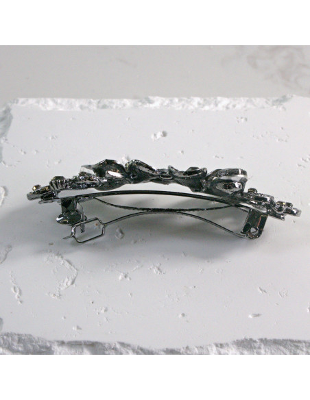 Klamra francuska dwa małe kwiatki kryształki Lolita akcesoria