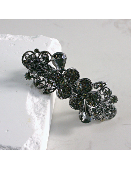 Klamra francuska dwa małe kwiatki kryształki Lolita akcesoria