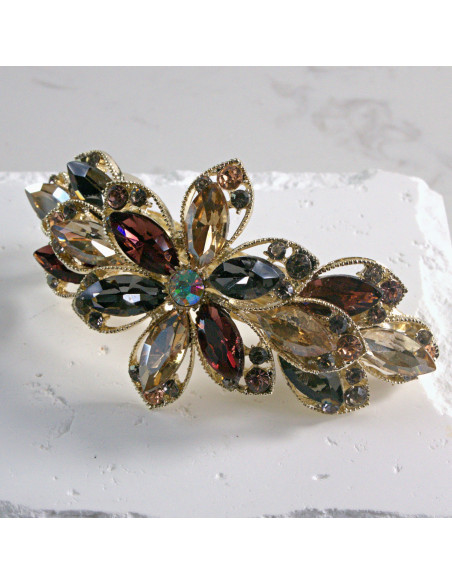 Klamra francuska duży kwiat kryształki Lolita akcesoria