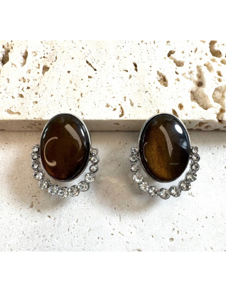 Klipsy do Uszu Lolita Accessories Klips do Ucha BRĄZOWY MEDALION