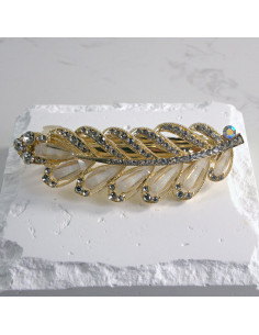 Klamra francuska liść cyrkonia i kryształki Lolita akcesoria