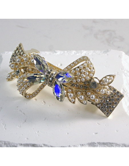 Klamra francuska kokarda perełki i crystal AB Lolita Akcesoria