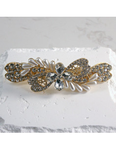 Klamra francuska kwiat perełki i kryształki Lolita Akcesoria