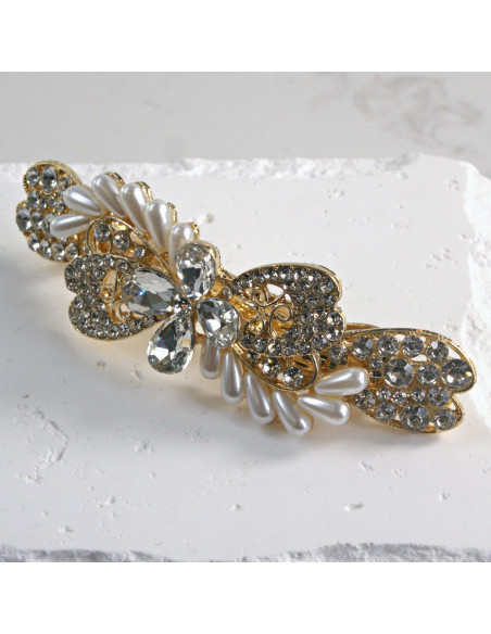 Klamra francuska kwiat perełki i kryształki Lolita Akcesoria