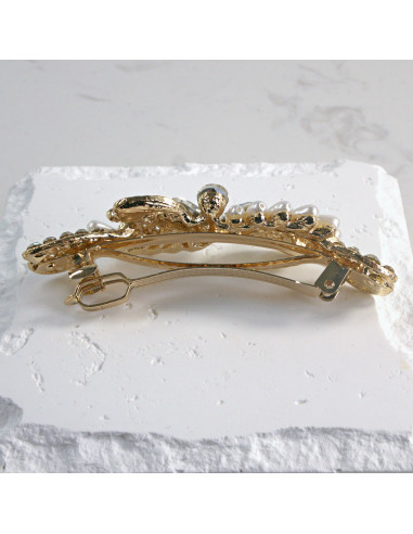 Klamra francuska kwiat perełki i kryształki...