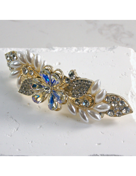 Klamra francuska kwiat perełki i kryształki crystal AB Lolita Akcesoria