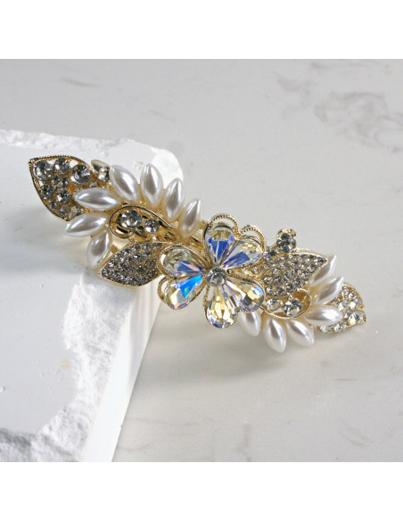 Klamra francuska kwiat perełki i kryształki crystal AB Lolita Akcesoria