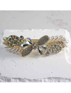 Klamra francuska niesymetryczna kokarda i kryształki...