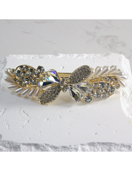 Klamra francuska niesymetryczna kokarda i kryształki Lolita Akcesoria