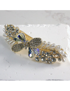 Klamra francuska niesymetryczna kokarda i kryształki... 2