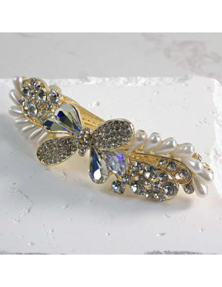 Klamra francuska niesymetryczna kokarda i kryształki Lolita Akcesoria