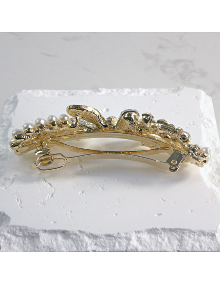 Klamra francuska niesymetryczna kokarda i kryształki Lolita Akcesoria