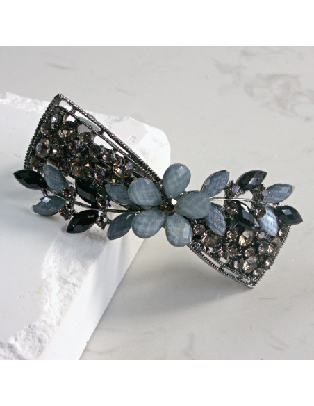 Klamra francuska kokarda z kwiatkami Lolita Akcesoria