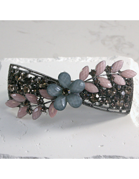 Klamra francuska kokarda z kwiatkami Lolita Akcesoria