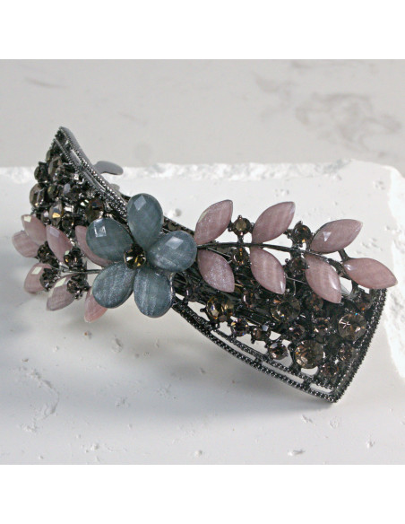 Klamra francuska kokarda z kwiatkami Lolita Akcesoria