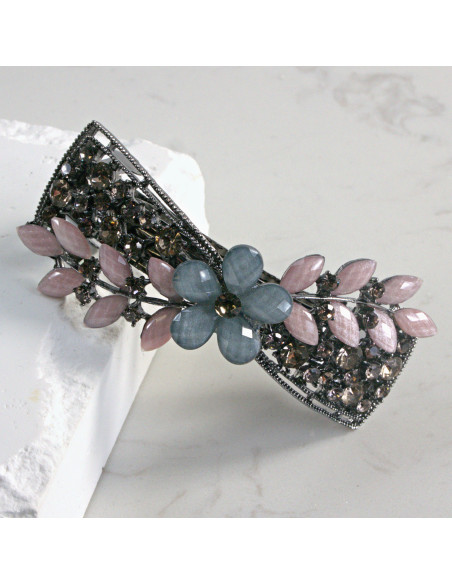 Klamra francuska kokarda z kwiatkami Lolita Akcesoria