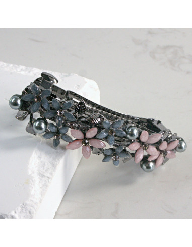 Klamra francuska małe kwiatki z perłą Lolita...