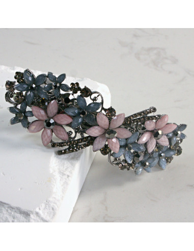 Klamra francuska kolorowe kwiatki Lolita Akcesoria