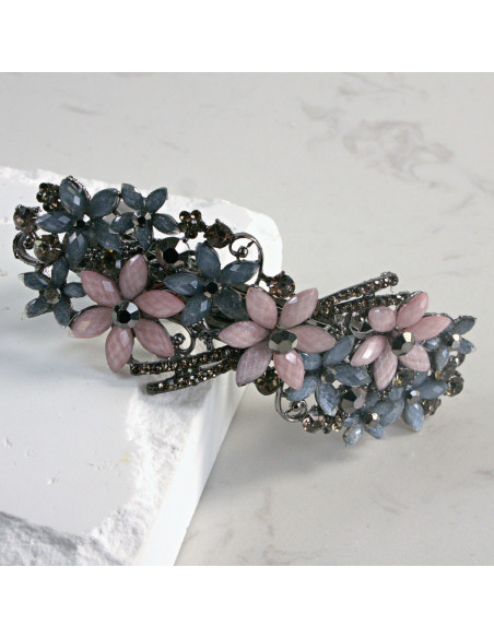 Klamra francuska kolorowe kwiatki Lolita Akcesoria