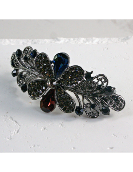 Klamra francuska kwiat z kryształkami i kamieniami Lolita Akcesoria