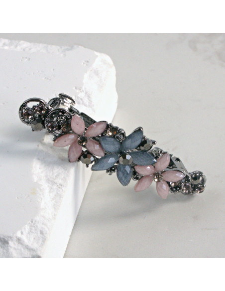 Klamra francuska 3 kwiatki z kamieni Lolita Akcesoria