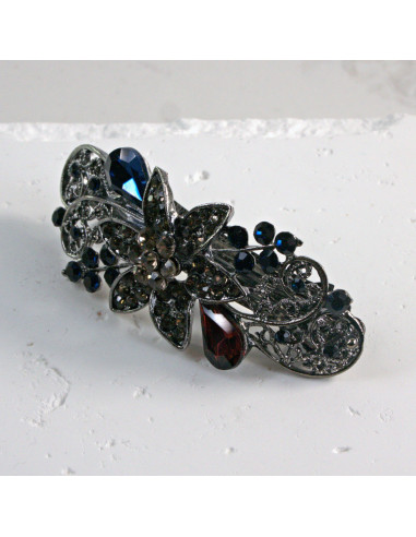 Klamra francuska kwiat z cekinami i kryształki...