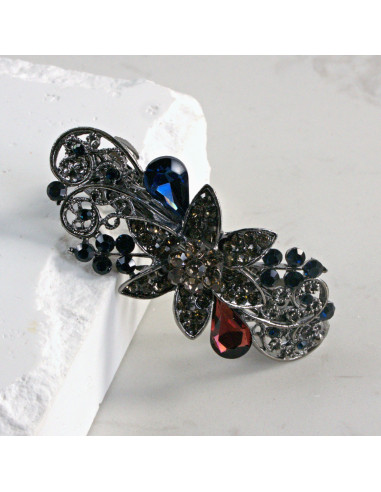 Klamra francuska kwiat z cekinami i kryształki...