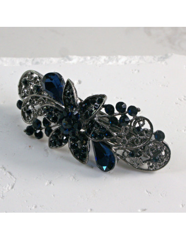 Klamra francuska kwiat z cekinami i kryształki...