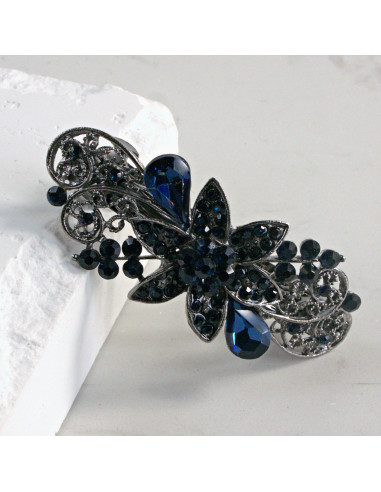 Klamra francuska kwiat z cekinami i kryształki...