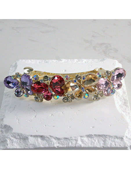 Klamra francuska 4 motyle kryształki Lolita Akcesoria