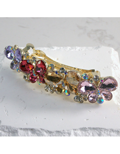 Klamra francuska 4 motyle kryształki Lolita...