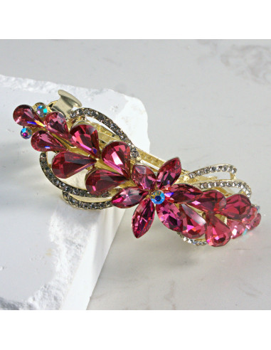 Klamra francuska kwiatek z kryształkami Lolita...