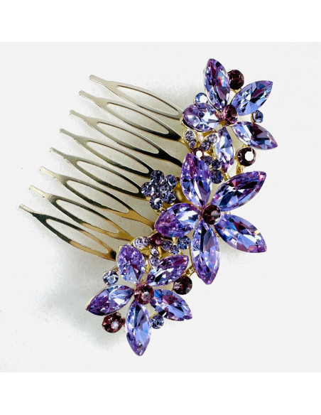 GRZEBIEŃ wsuwany do włosów wtykowy ozdobny diamenty Lolita Akcesoria FIOLET
