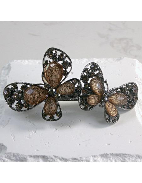 Klamra francuska 2 motyle z kryształkami Lolita Akcesoria