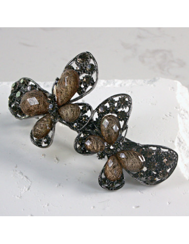 Klamra francuska 2 motyle z kryształkami Lolita...