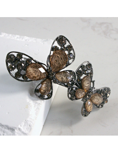 Klamra francuska 2 motyle z kryształkami Lolita...