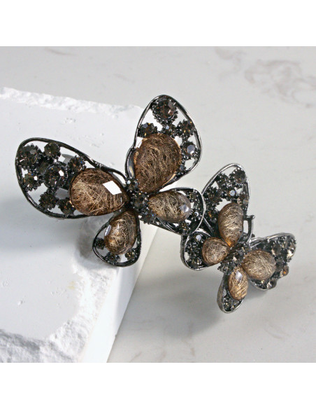 Klamra francuska 2 motyle z kryształkami Lolita Akcesoria