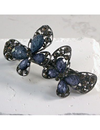 Klamra francuska 2 motyle z kryształkami Lolita...