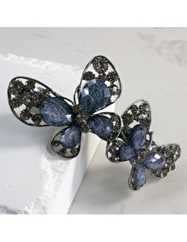 Klamra francuska 2 motyle z kryształkami Lolita...