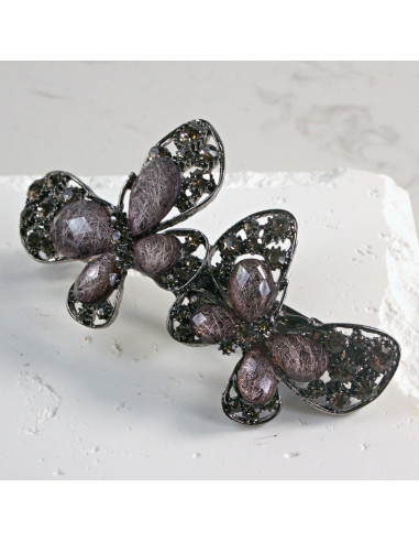 Klamra francuska 2 motyle z kryształkami Lolita...