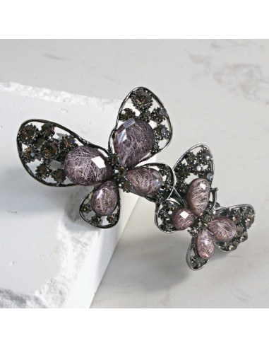 Klamra francuska 2 motyle z kryształkami Lolita...