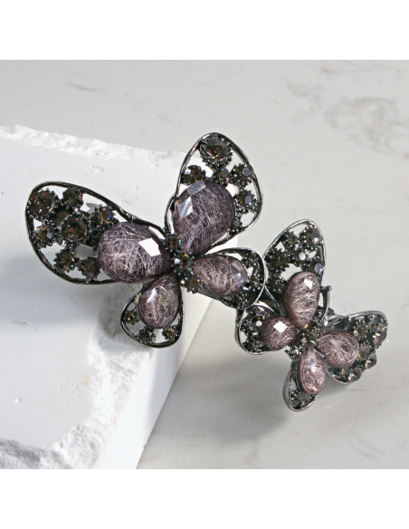 Klamra francuska 2 motyle z kryształkami Lolita Akcesoria