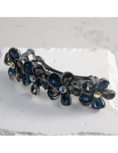 Klamra francuska 4 kwiatki z  z kryształkami...