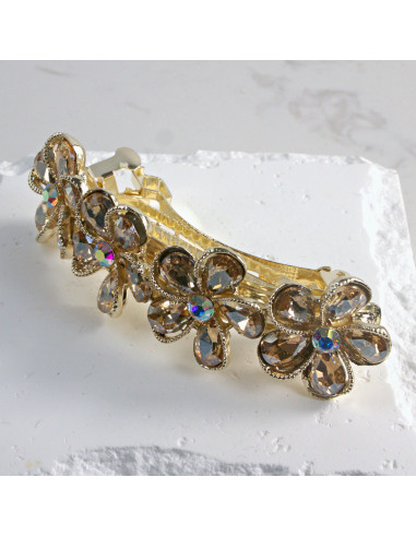 Klamra francuska 4 kwiatki z  z kryształkami...