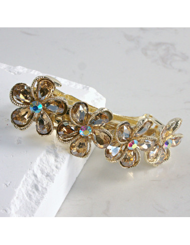 Klamra francuska 4 kwiatki z  z kryształkami...