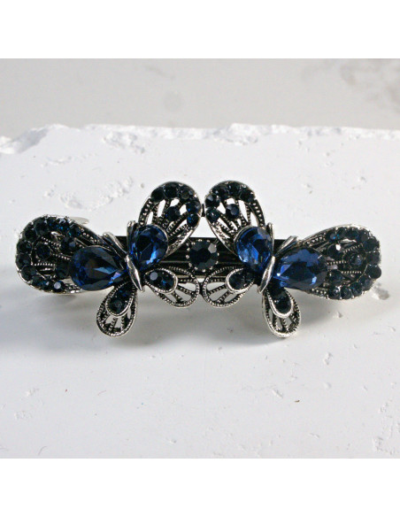 Klamra francuska 2 motyle z kryształkami i cekinami Lolita Akcesoria