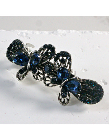 Klamra francuska 2 motyle z kryształkami i...