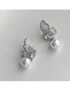 Kolczyki MOTYLKI Z PEREŁKĄ Lolita Accessories srebrny...